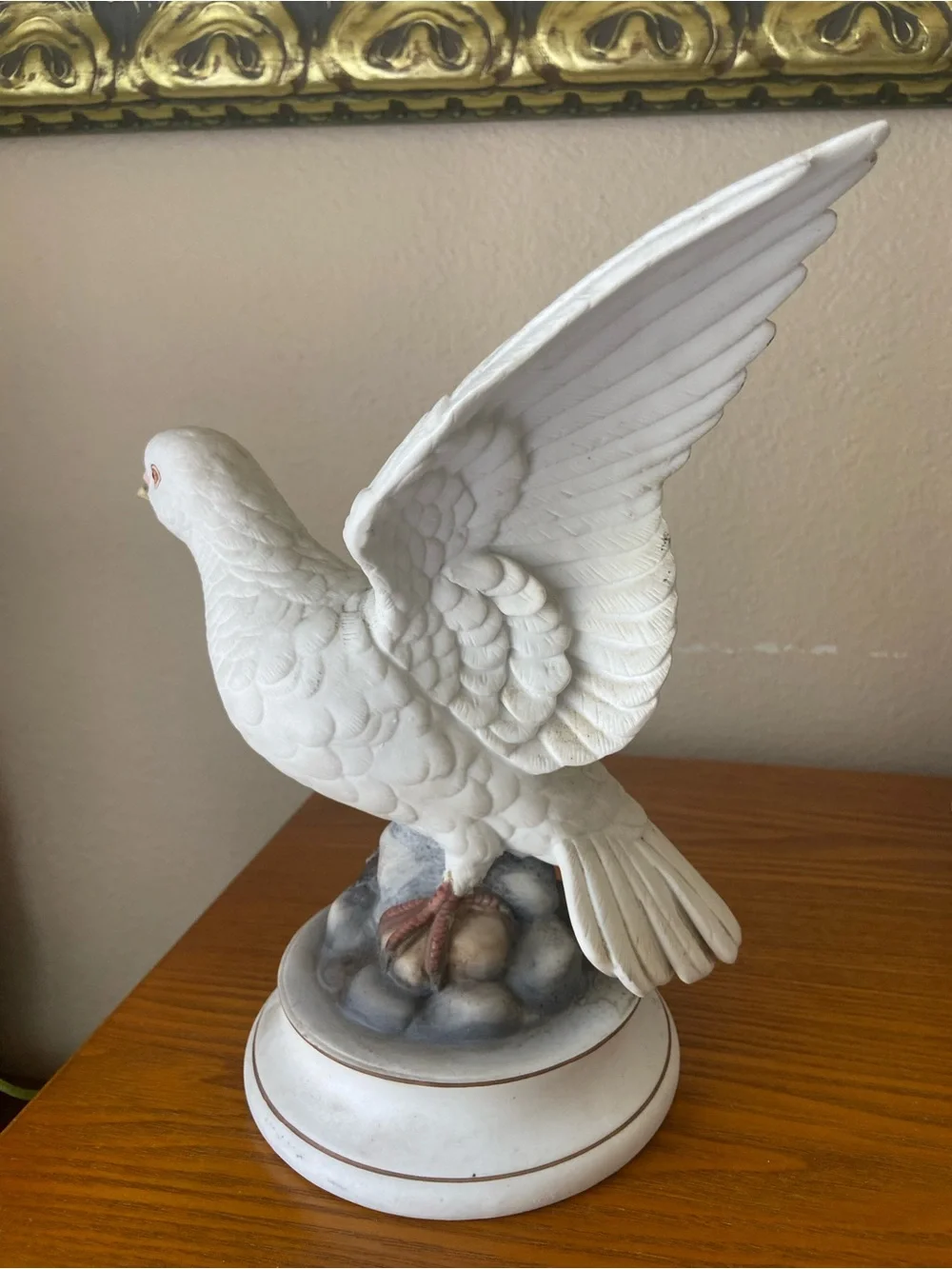 Andrea By Sadek White Dove Porcelain Figurine with Subtle Pink Eye